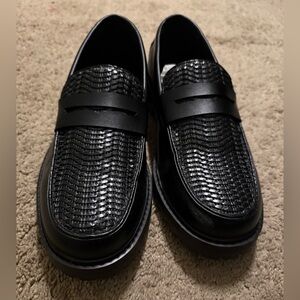 Black Woven Loafers